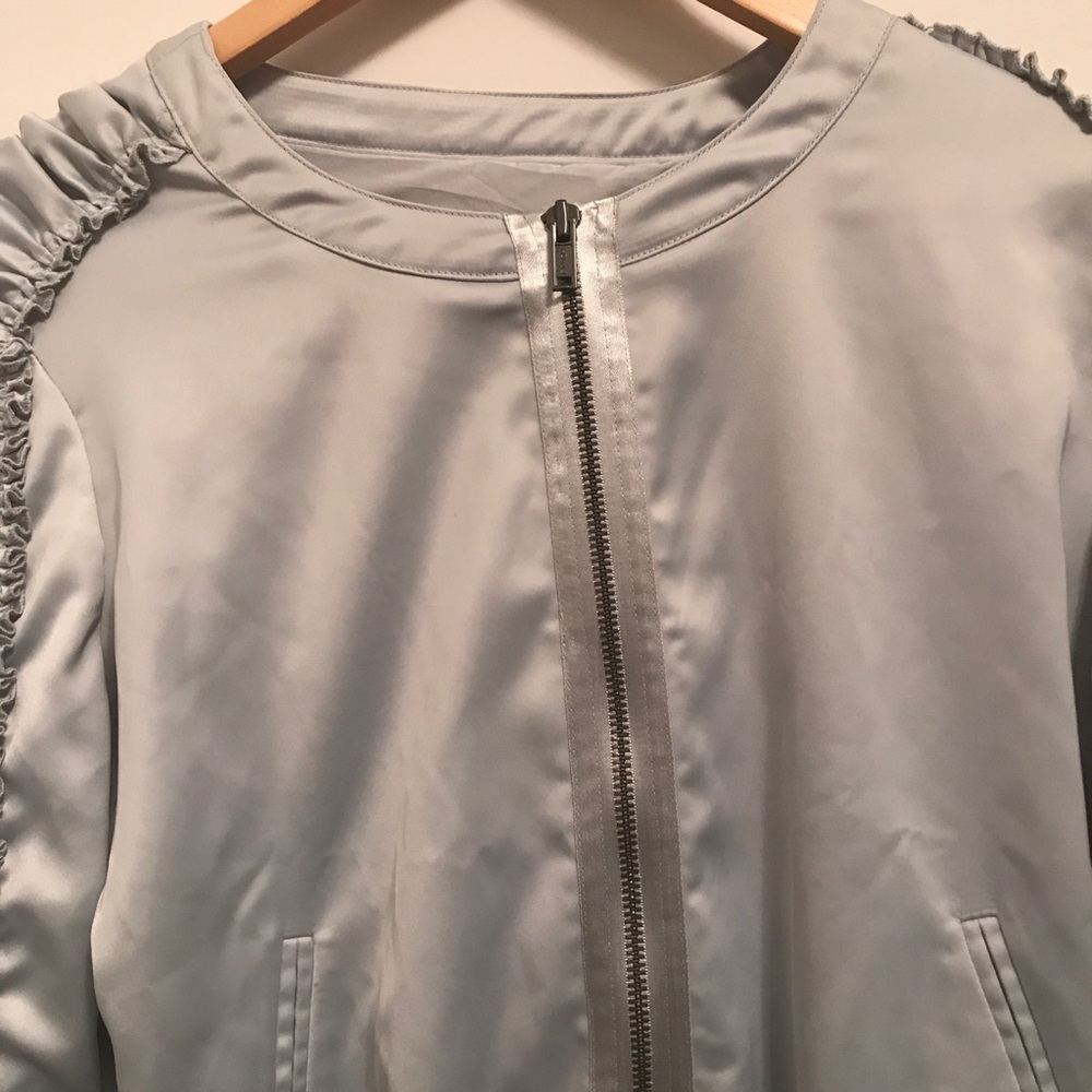 WILLIAM RAST Naomi Ruffled Bomber Grey Jacket-M       🚨Fall 2022 Trend Alert - Picture 7 of 8